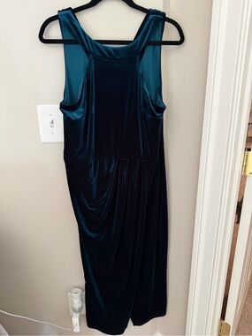 Grace Karin Teal Velvet Midi Dress